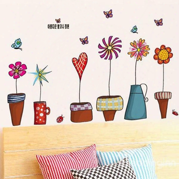 New Arrival Creative Beautiful Flowerpots Wall Stickers