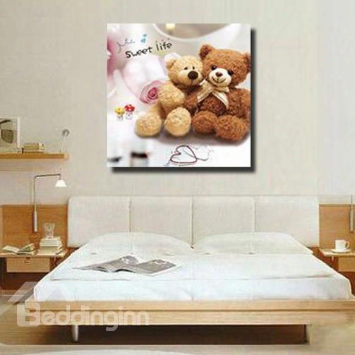 New Arrival Cute Couple Bears Print Cross Film Wall Art Prints