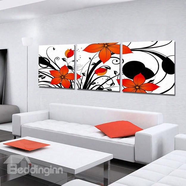 New Arrival Delicate And Cute Orange Flowers Blossom Canvas Wall Prints