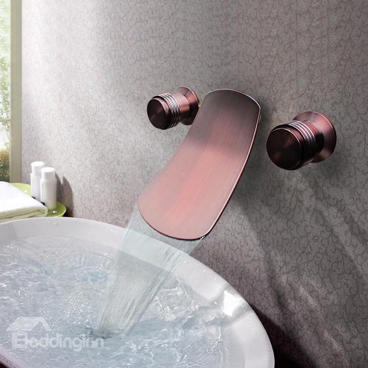 New Arrival Double Handles Widespread Bras Swaterfall Wall Mount Faucet