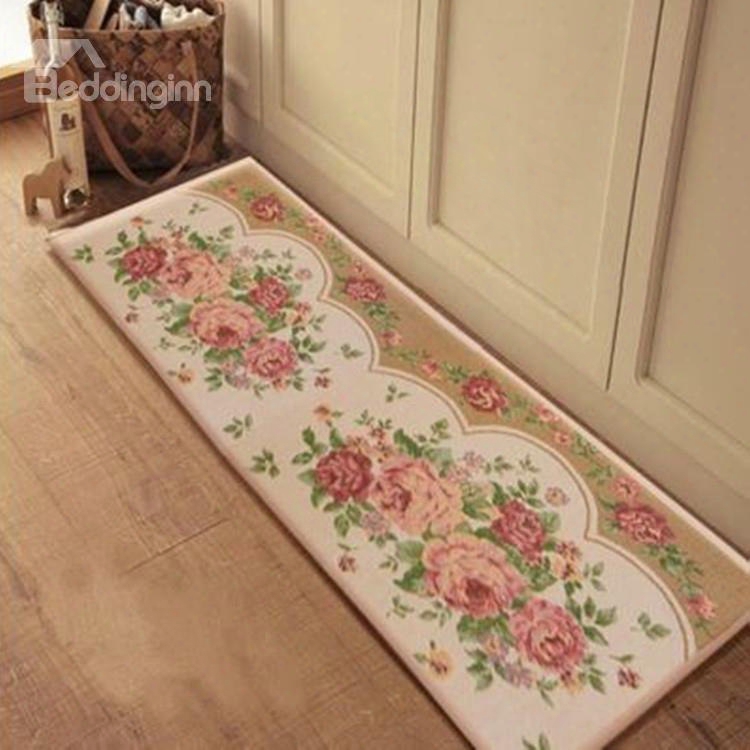 New Arrival Elegant Peonies Pattern Non-slip Area Rug