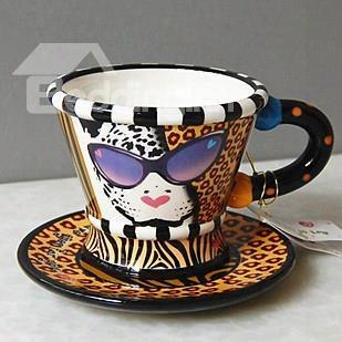 New Arrival Fashion Style Leopard Painted Creative Ceramic Mug