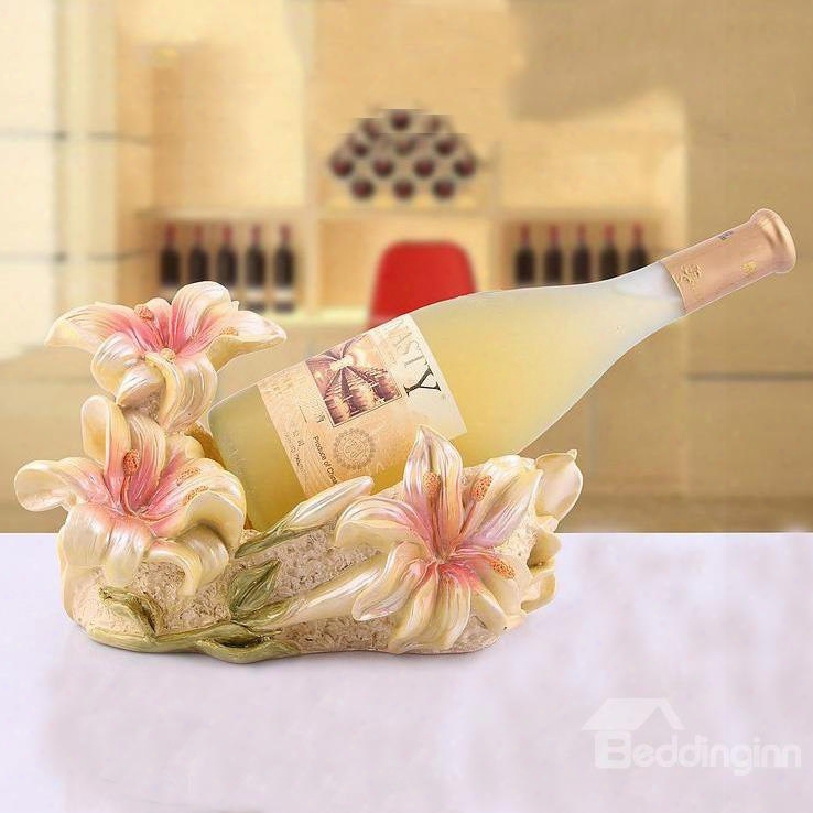 New Arrival Graceful Lily European Creative Resin Wine Rack