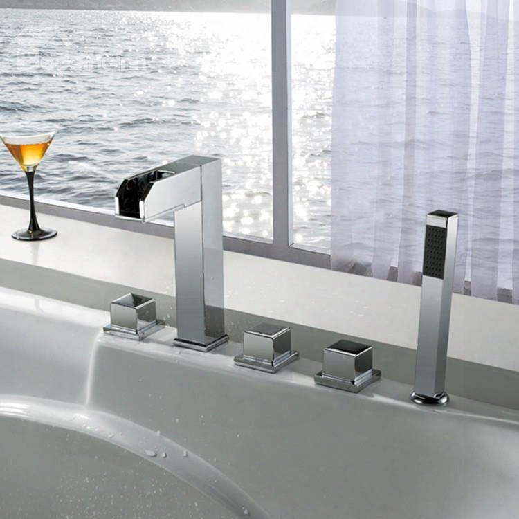 New Arrival High Quality Color Changing Widespread Waterfall Three Handles Bathtub Faucet