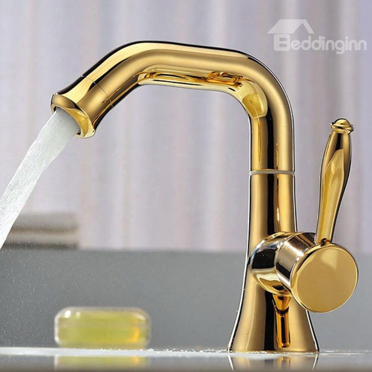 New Arrival High Quality Gold Waterfall Bathroom Sink Faucet