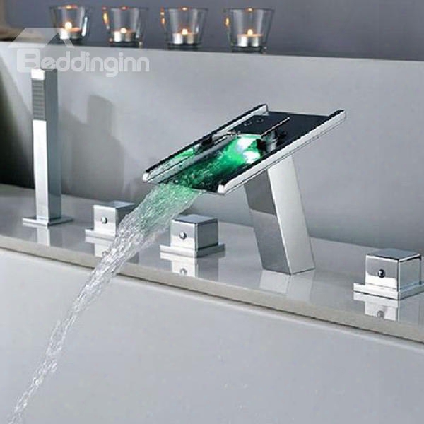 New Arrival High Quality Led Color Changing Three Handles Bathtub Faucet