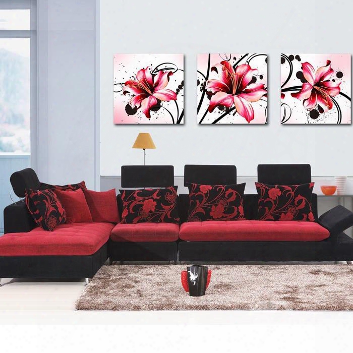 New Arrival Lovely And Blooming Flowers And Geometric Figure Canvas Wall Prints