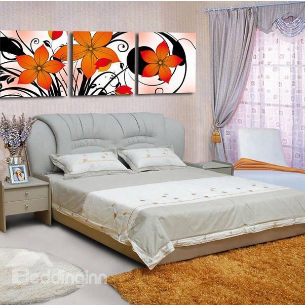 New Arrival Orange Elegant Flowers Blssom Canvas Wall Prints