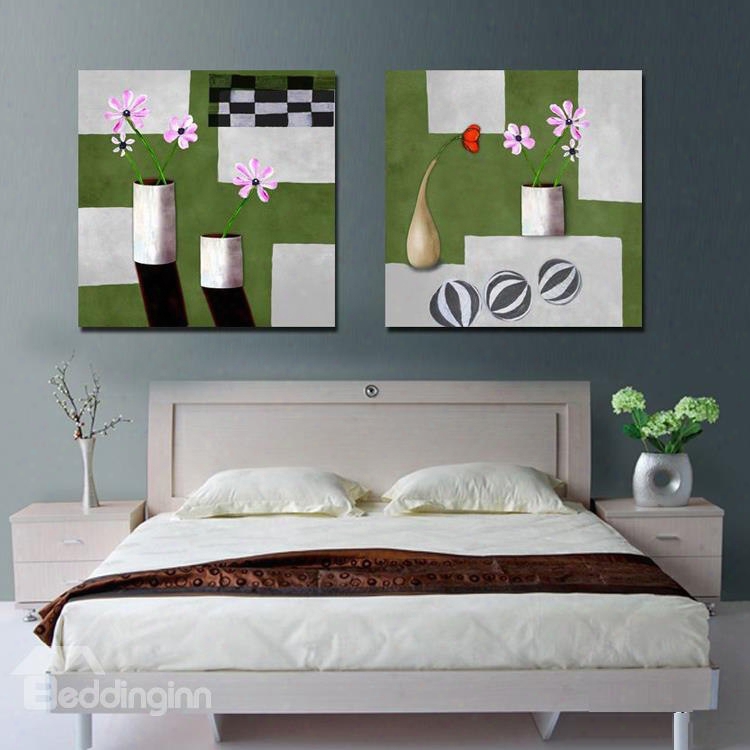 New Arrival Pink And Red Flower S In Bottle Canvas Wall Prints