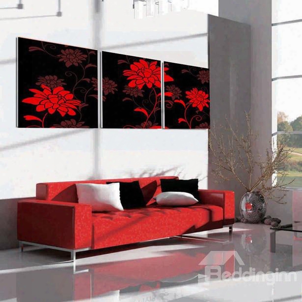 New Arrival Red Elegant Flowers Canvas Wall Prints