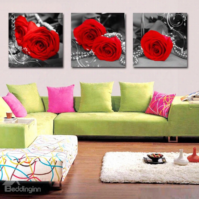 New Arrival Red Roses And A String Of Pearls Film Art Wall Prints