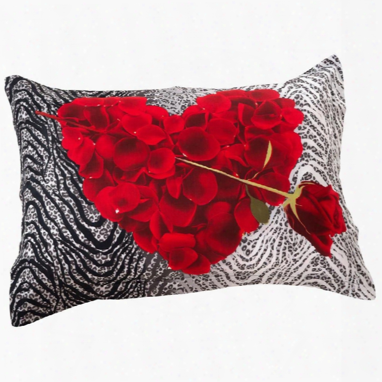 New Arrival Romantic Heart Shape Made By Rose Petals Two Pieces Pillow Case