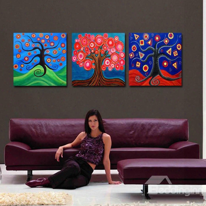 New Arrrival Trees With Colorful Flowers Canvas Wall Prints