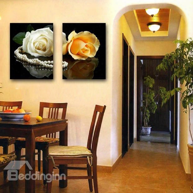 New Arrival White And Yellow Rose Film Art Wall Prints