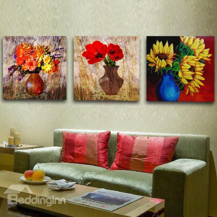 New Arrival Golden And Red Flowers Blossom Film Wall Art Prints