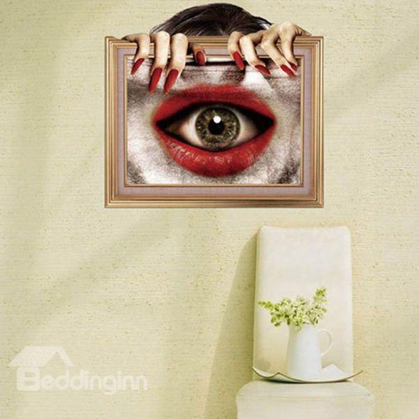 New Style Creative Stunning 3d Eye Mouth Wall  Sticker