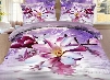 High Quality Elegant Purple Magnolia Print 4 Pieces Polyester 3D Bedding Sets