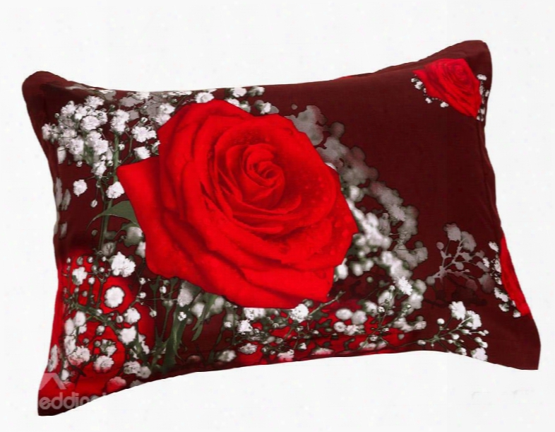 Romantic Shiny Red Roses Print Two Pieces 3d Pillowcases