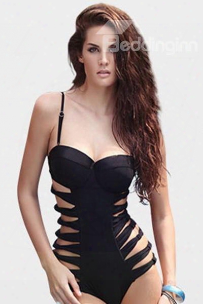 Sexy Cut-out Swimwear With Underwire And Padded Polyamide Wrap Bikini