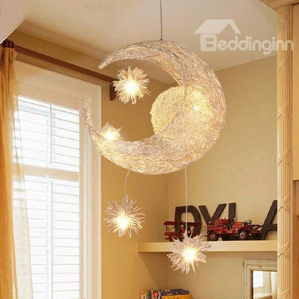 Simple Style Creative Star And Moon Design Cinderella Flush Mount Ceiling Light