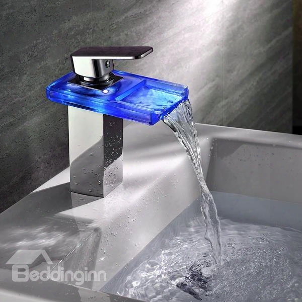 Simple Style Led Color Changing Bathroom Sink Faucet