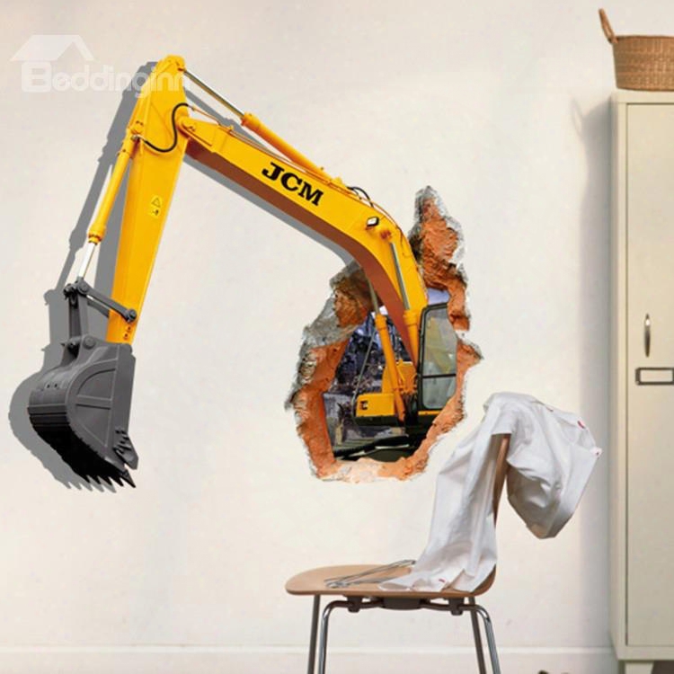 Stunning Creative 3d Excavator Wall Sticker