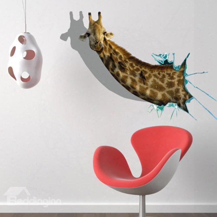 Stunning Creative Giraffe Head Print 3d Wall Sticker