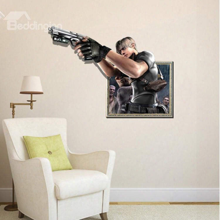 Stunning Creative Gunner Print Framed Decorative 3d Wall Sticker