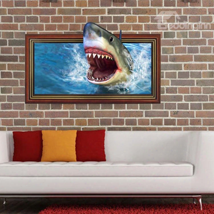 Stunning Creative Shark Mouth Pattern 3d Wall Sticker