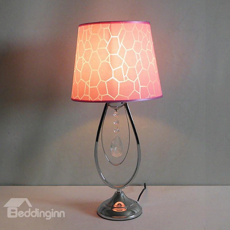 Stunning Pink Crystal Fabric Shade 1 Light Lamp