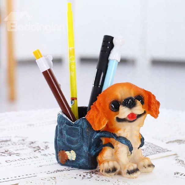 Super Cute Creative Dog Design Resin Pen Holder