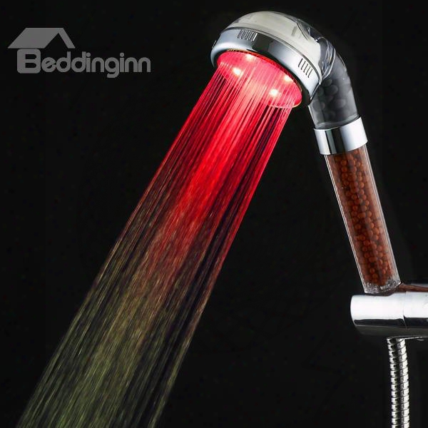 Unique Silver Led Shower Head Many Colors Changing By Temperature