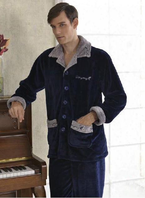 Wonderful Elegant Deep Blue Concise Design Male Loungewear