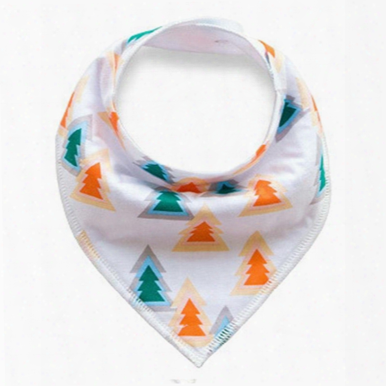12*12in Colorful Trees Printed Simple Style Cotton Baby Bib