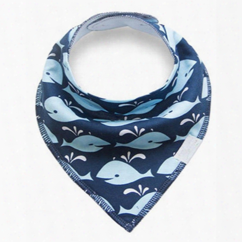 12*12in Whales Pattern Simple Style Cotton Blue Baby Bib