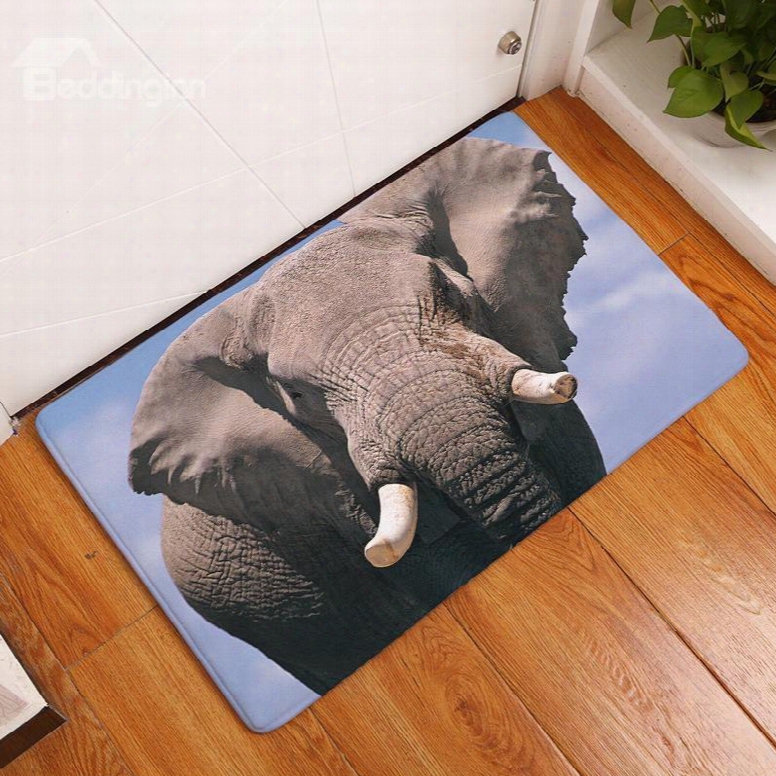 16␔23in Elephant Flannel Water Absorption Soft And Nonslip Bath Rug/mat