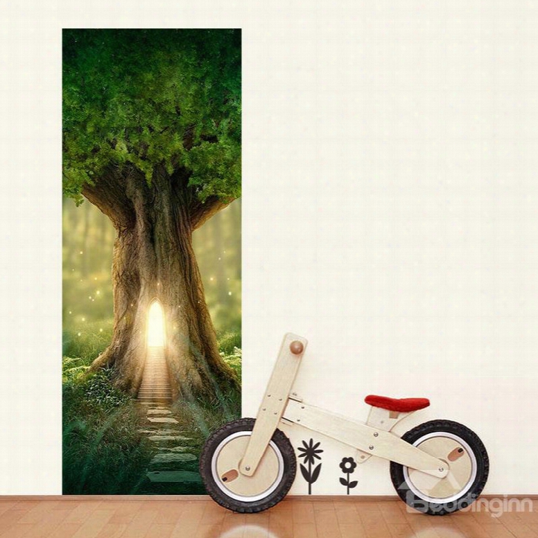 30␔79in Green Tree Pvc Environmental And Waterproof 3d Doorr Mural