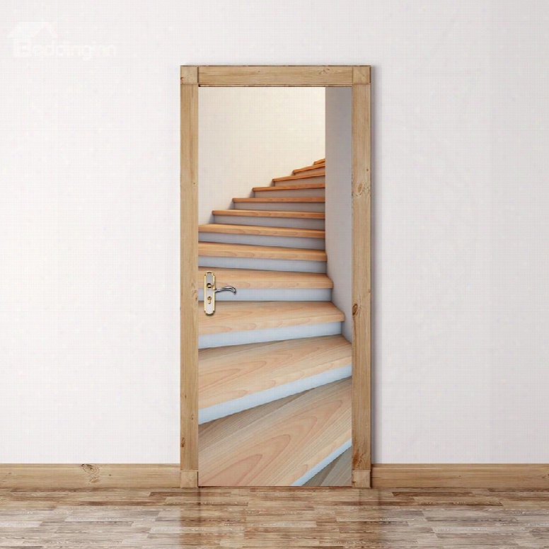 30␔79in Stairs Simple Style Pvc Environmental And Waterproof 3d Door Mural