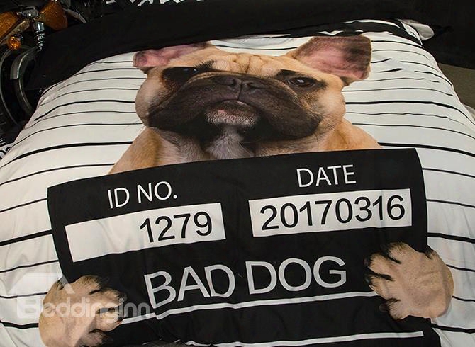 3d Bad Dog Printed Polyester 4-piece Bedding Sets/duvet Covers
