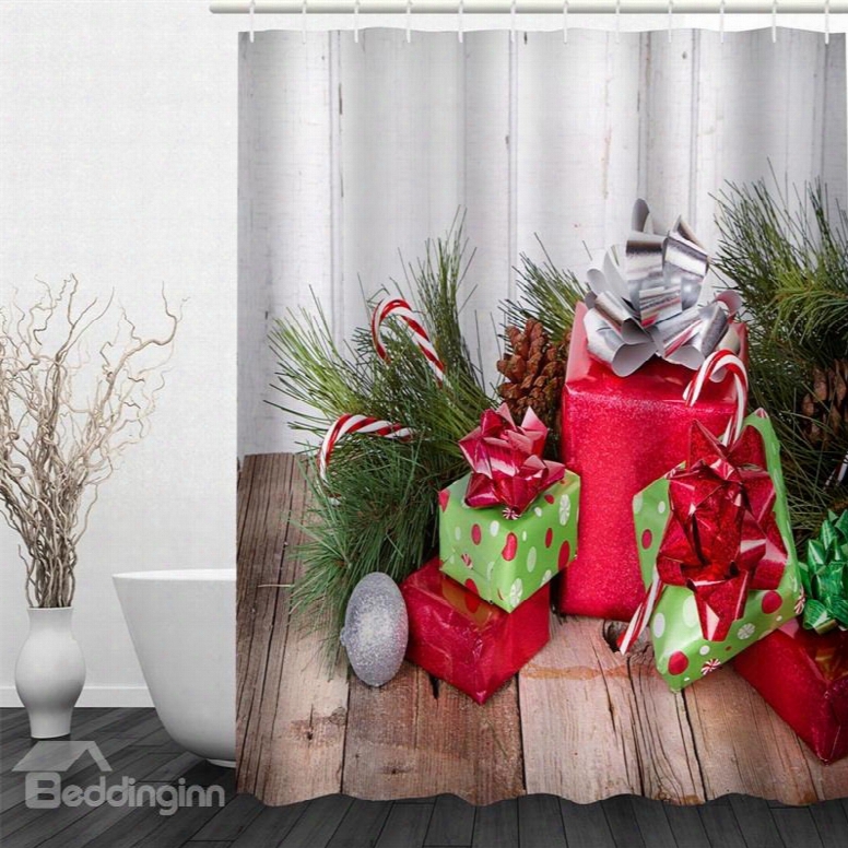 3d Christmas Gifts Printed Polyester Waterproof Antibacterial Eco-friendly Shower Curtain