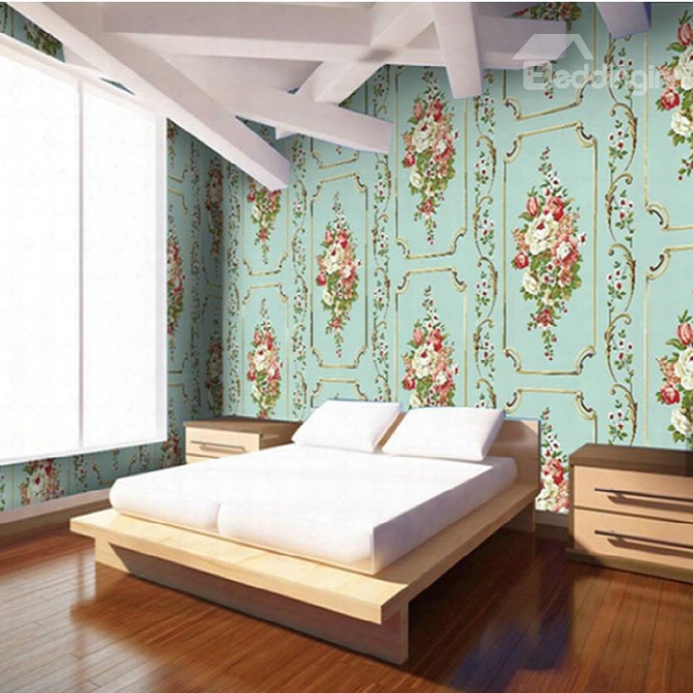 3d Floral Pattern Pvc Stiff Waterproof Eco-friendly Self-adhesive Grene Wall Mural