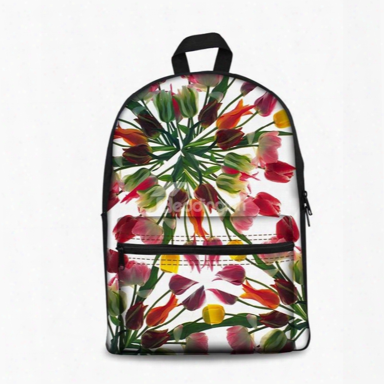 3d Modern Style Simplify Tulip Flowers Print Backpack School Bags Cool Casual Laptop Packs