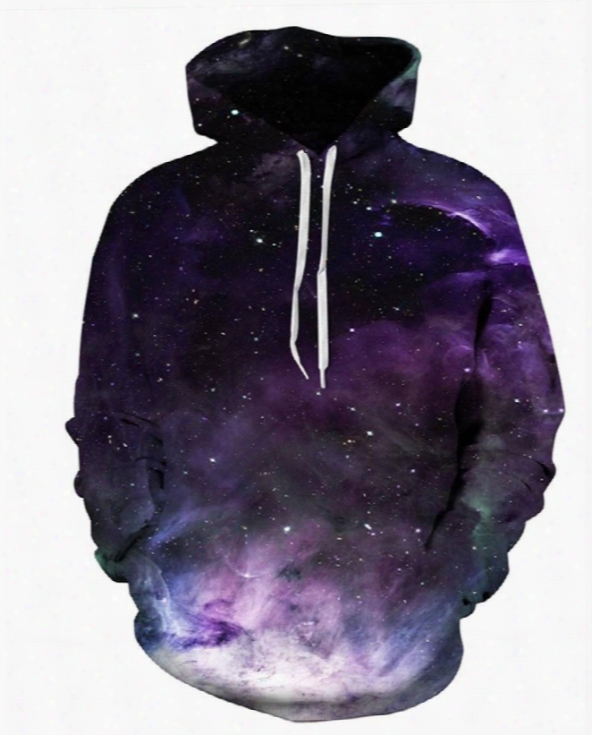 3d Pattern Purple Universal Galaxy Cool Lengthy Sleeve Hoodie