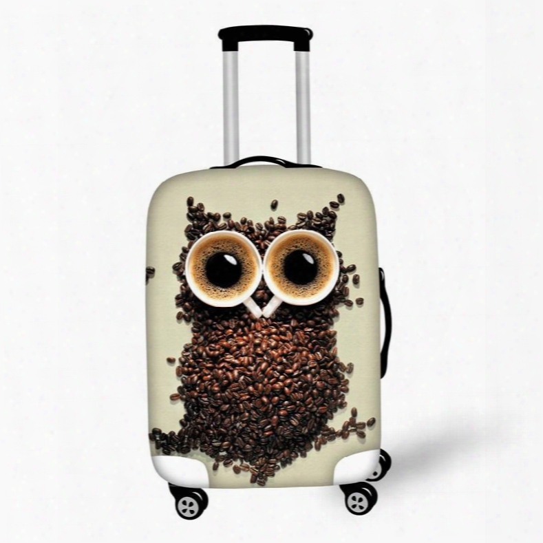 3d Printing Owl Spandex Travel Dust Proof Luggage Cover