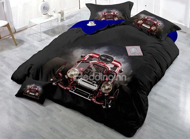 3d Retro Vintage Luxury Car Printed Cotton 4-piece Bedding Sets/duvet Cover