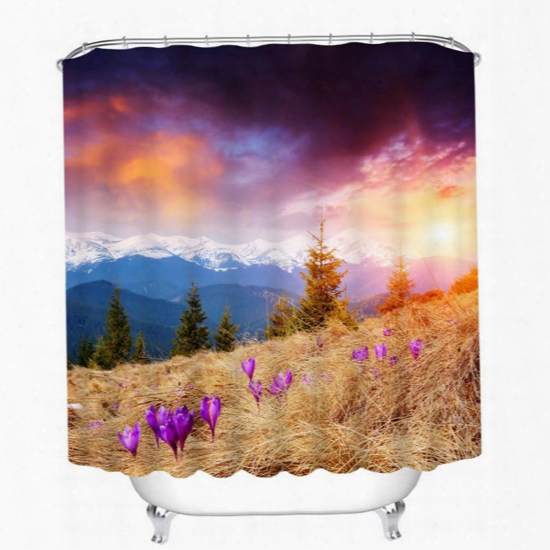 Beautiful Sunset Scenery In The Valley 3d Printed Bathroom Waterproof Shower Curtain