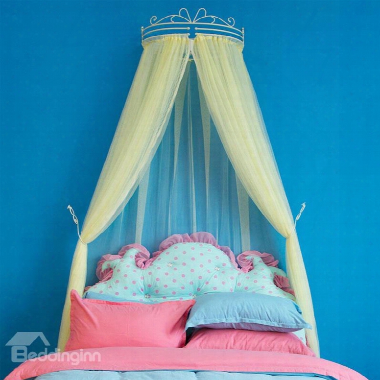 Bright Yellow Princess Style Lace Bed Canopy