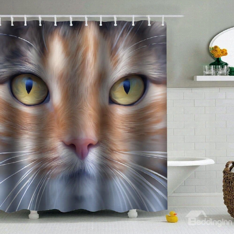 Cat Printed Peva Waterproof Durable Antibacterial Eco-friendly Shower Curtain