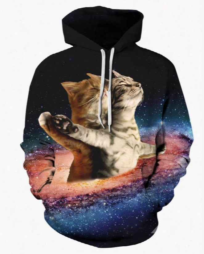 Cats Fall In Love Like Titanic Long Sleeve 3d Pattern Hoodie