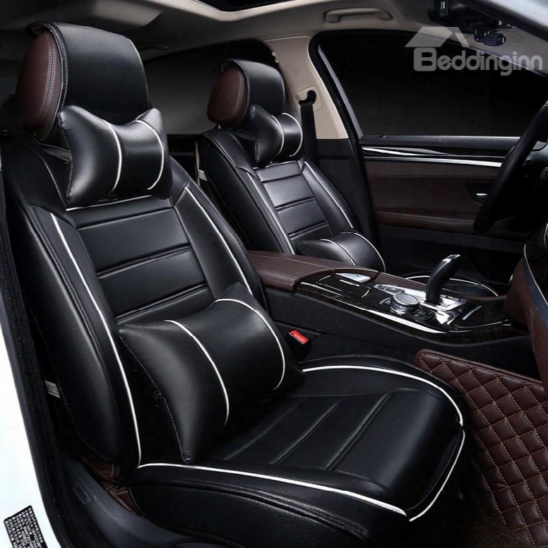 Coloor Brilliancy Elegant Shape Striped Genuine Leather Universal Car Seat Cover